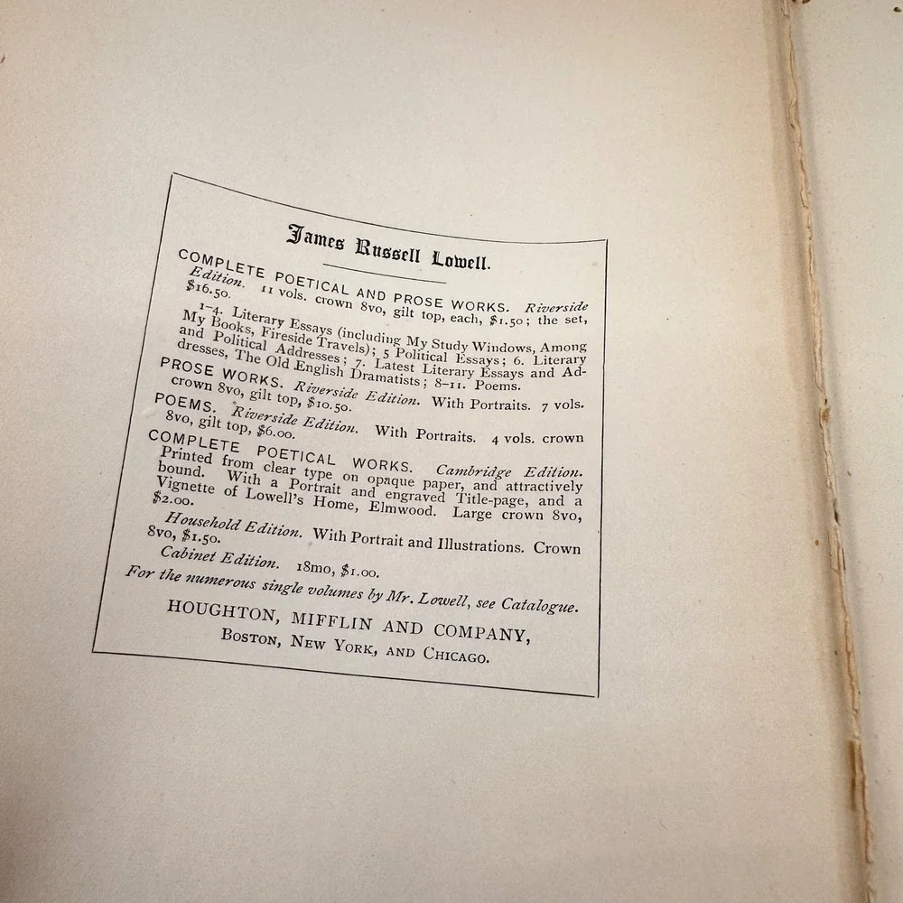 James Russell Lowell Complete Poems 1899 Household Edition Antique Gilt Green‎